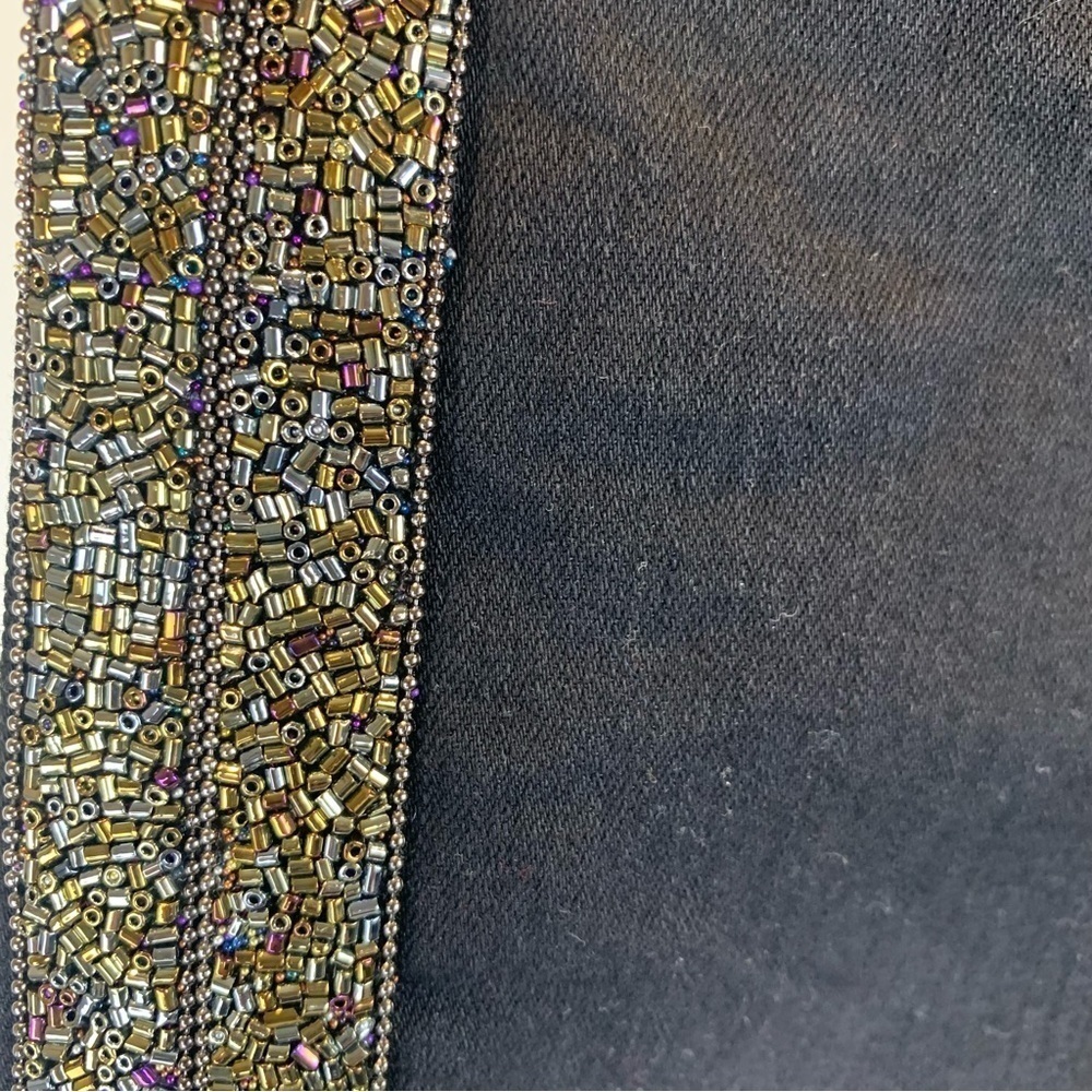 MOTHER NWT High Waist Looker Ankle Fray Guilty Flash Beaded Stripe Black Jeans - Picture 4 of 14